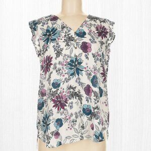 Floral Ruffled Sleeveless Blouse